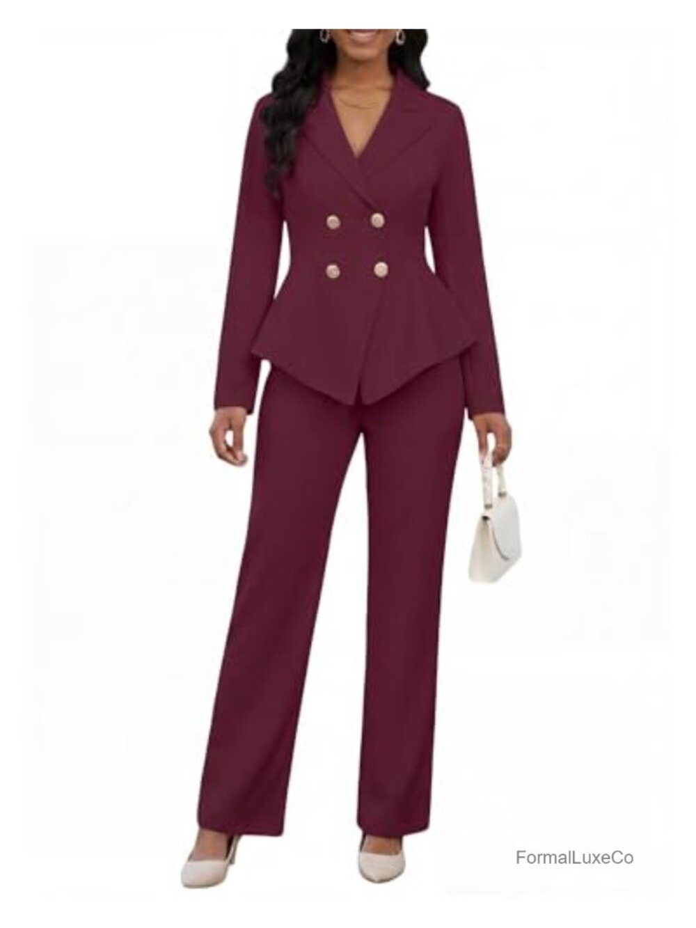 Women's 2 Piece Pantsuit Dressy Blazer Set Business Casual Office